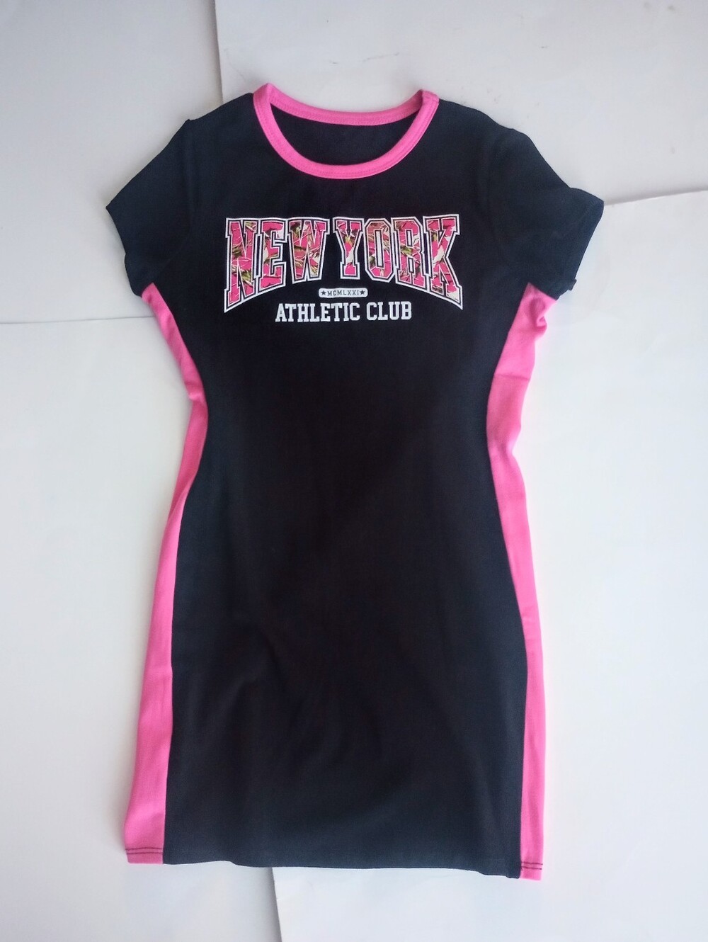 Little Girls Pink And Black New York Long T-shirt